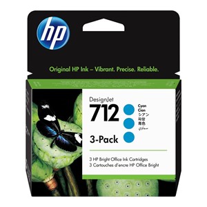 HP 712 3-Pack 29-ml Cyan DesignJet Ink Cartridge