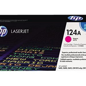 HP 124A color LaserJet original toner cartridge magenta stan